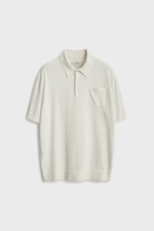 Short Sleeve Boucle Polo Knit_Cream