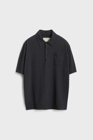Short Sleeve Boucle Polo Knit_Charcoal