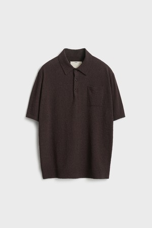 Short Sleeve Boucle Polo Knit_Brown