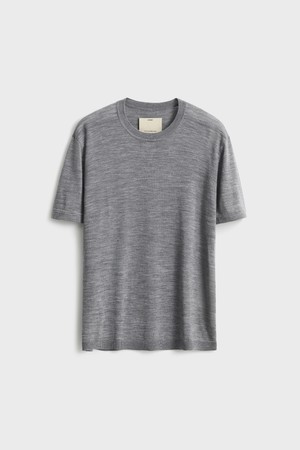 Short Sleeve Crewneck Knit_Melange Gray