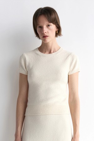 Half Sleeve Knit Top_Ivory