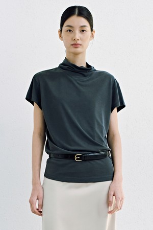 Short Sleeve Mock Neck T-shirts_Charcoal