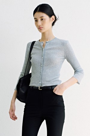 Summer Short Sleeve Cardigan_Melange Gray