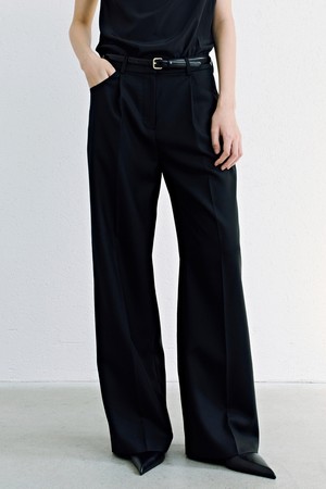 Summer Wool Low Rise Trousers_Black