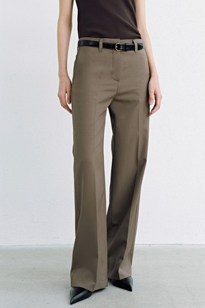 Summer Wool Straight Pants_Brown