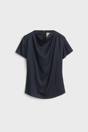 Cowl Neck Blouse_Navy