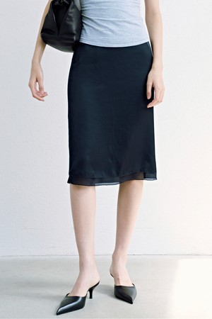 Layered Sheer Skirt_Navy