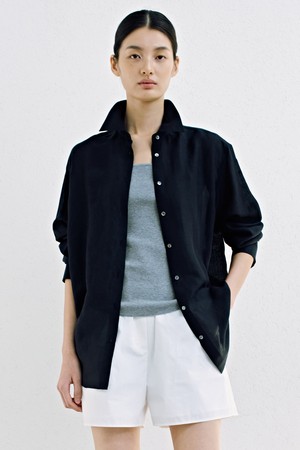 Loosed Sheer Shirts_Navy