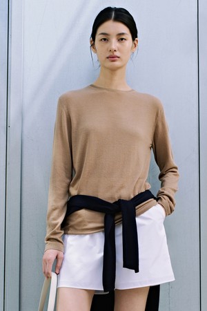 Wool Blended Crewneck Knit_Beige