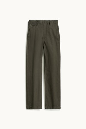 Linen Cotton Officer Chino Pants_Dark Olive