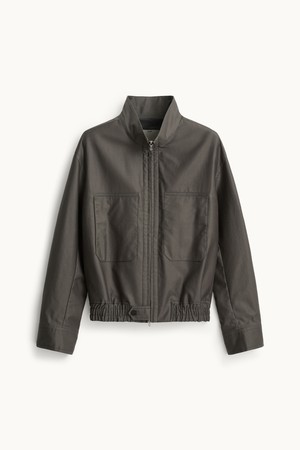 Cotton High Neck Blouson_Iron Gray
