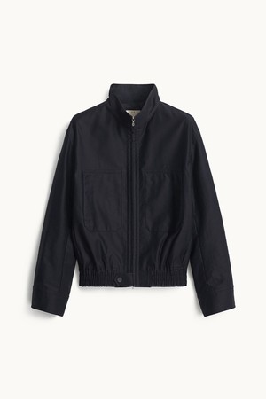 Cotton High Neck Blouson_Dark Navy