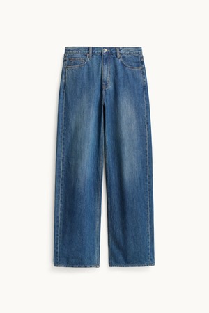 Relaxed Straight Denim Pants_Mid Blue