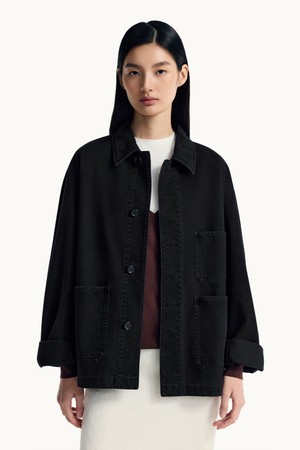 Brushed Cotton Work Jacket_Ink Black