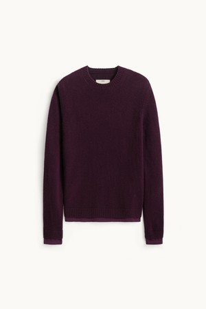 Cashmere Layered Crewneck Knit_Deep Wine