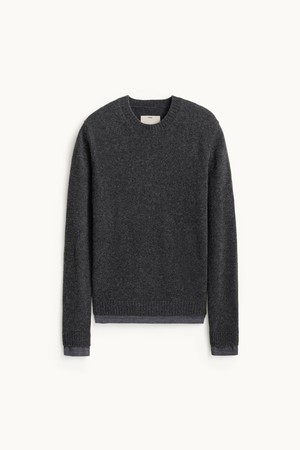 Cashmere Layered Crewneck Knit_Melange Charcoal