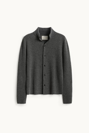 Cashmere Compact Highneck Cardigan_Charcoal