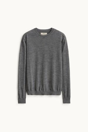 Super Fine Wool Crewneck Knit_Melange Gray
