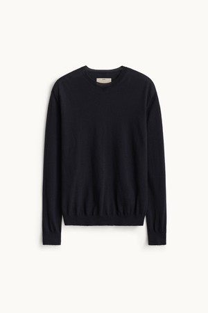 Super Fine Wool Crewneck Knit_Dark Navy