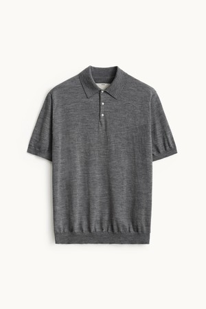 Super Fine Wool Polo Knit_Melange Gray