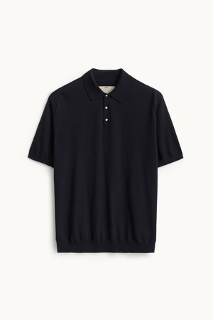 Super Fine Wool Polo Knit_Dark Navy