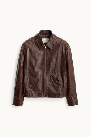Single Leather Jacket_Red Brown