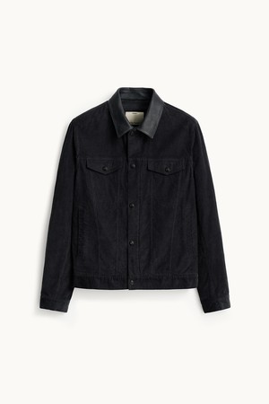 Corduroy Dyeing Trucker Jacket_Ink Black