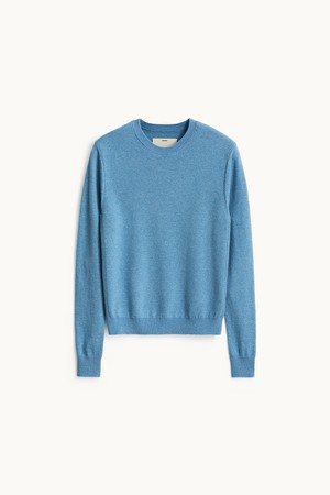 Round Neck Knit_Melange Blue