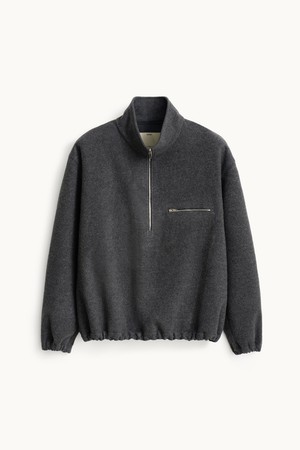 Wool Jersey Half Zip-Up_Charcoal