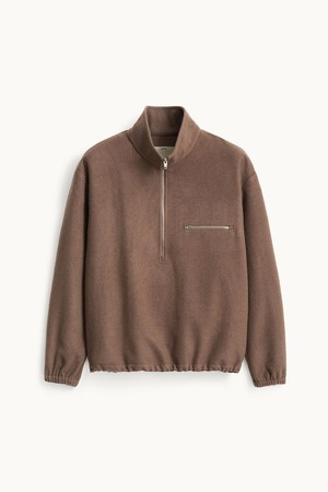 Wool Jersey Half Zip-Up_Taupe