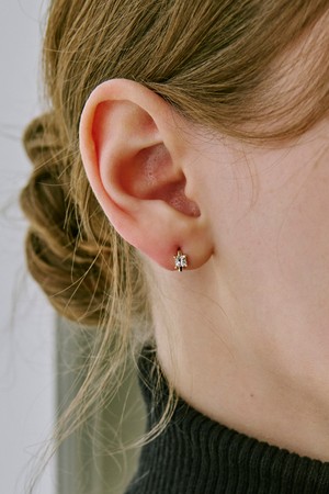 14k 프레임 큐빅 원터치 링 귀걸이