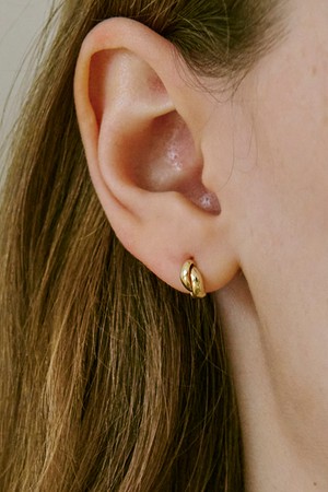 14k 스너그 원터치 링 귀걸이