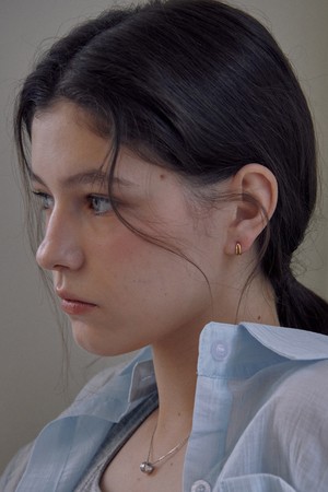 925silver 아크 더블 라인 원터치 링 귀걸이