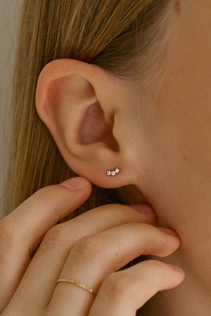 10k 리니아 커브 스톤 큐빅 귀걸이