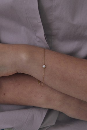 14k 클래식 베젤 스톤 팔찌