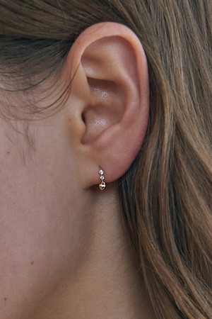 14k 코이 드롭 하트 원터치 링 귀걸이