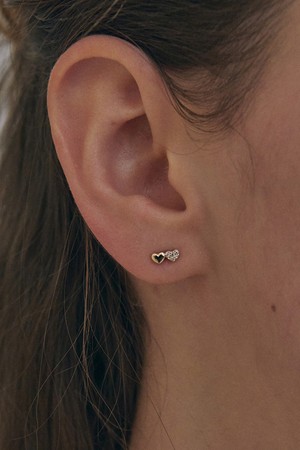 14k 듀엣 하트 귀걸이