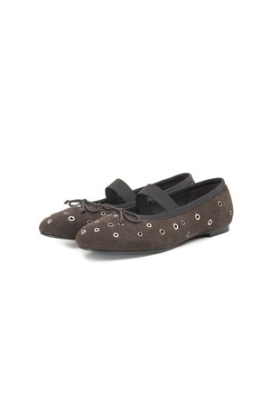 STELLA FLAT [SUEDE MOCHA EYELETS]