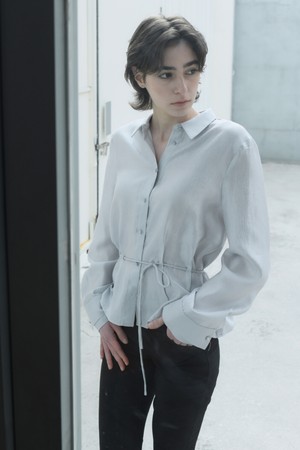 Elvia belt blouse(Sliver)