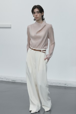 Leer cowl blouse(Light pink)