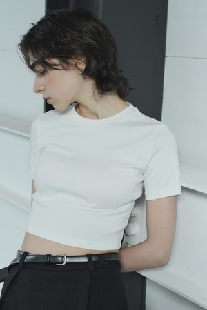 Pring crop half-t-shirt(White)