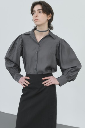 Rion shirred blouse(chacoal)