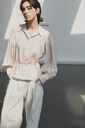 Rion shirred blouse(Light pink)