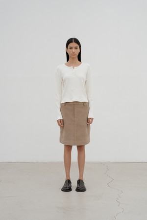 Brace corduroy skirt (Beige)