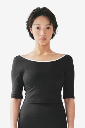 배색 U 라인 숏 슬리브 (3colors)