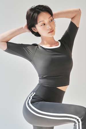 배색 U 라인 숏 슬리브 (3colors)