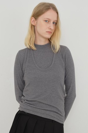 Dual Halter Tee (Gray)