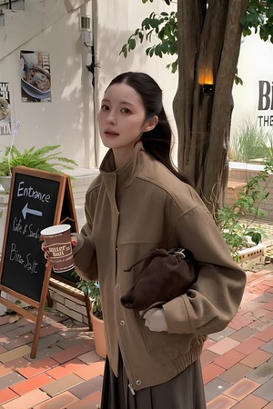 Woolen Blouson (Beige)