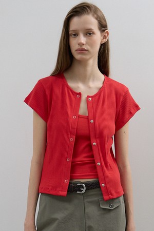 Snap Cardigan Tee(RED)