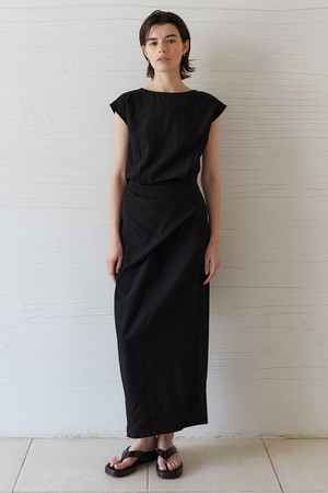 Drape flow dress (Black)